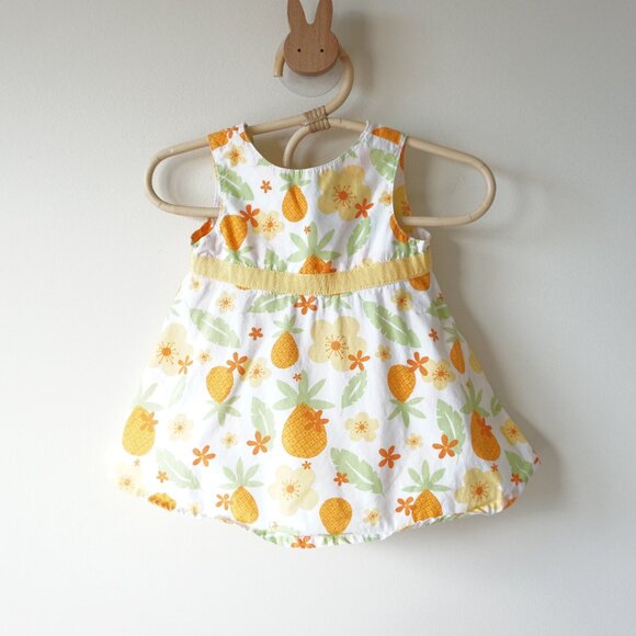 Vintage‎ Gymboree Y2K 2-Piece Pineapple Floral Print Dress & Bloomers Sz 0-3m - Picture 1 of 10